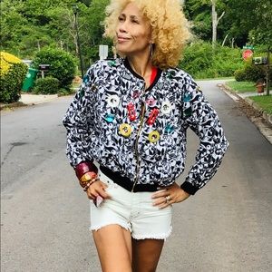 NWT Tiskies Africa cotton beaded bomber jacket S